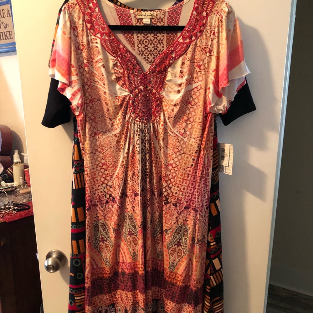 Works Unity Women’s Coral V-Neck Dress Size XL